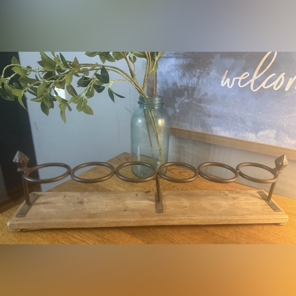 Rustic Farmhouse Wood & Metal Rolled Towel Holder Bathroom Rack